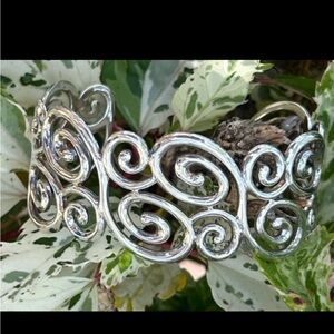 Vintage ROSS SIMONS Sterling Silver Open Swirl cuff bangle bracelet